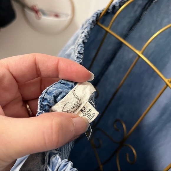 EASEL Long Chambray Halter Low Ombré Back Flowy Maxi Dress Size Medium - Picture 4 of 9